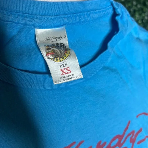 Ed Hardy Blue Vintage Graphic 'True To My Love' Tee - Picture 2 of 3